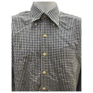 PETER MILLAR Mens L Blue Plaid Lightweight 100% Cotton Button Down Front Shirt